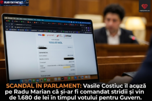 Scandal în Parlament: Vasile Costiuc îl acuză pe Radu Marian că și-ar fi comandat stridii și vin de 1.680 de lei în timpul votului pentru Guvern.