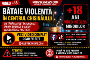 VIDEO +18/ Bătaie violentă în centrul Chișinăului. Un tânăr a fost înjunghiat, iar un suspect s-a luat la ceartă cu polițiștii |