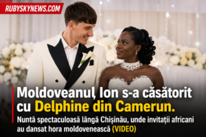 VIDEO/ Moldoveanul Ion s-a căsătorit cu Delphine din Camerun. Nuntă spectaculoasă lângă Chișinău, unde invitații africani au dansat hora moldovenească