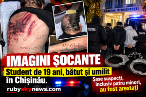 IMAGINI ȘOCANTE | Student de 19 ani, bătut și umilit în Chișinău. Șase suspecți, inclusiv patru minori, au fost arestați